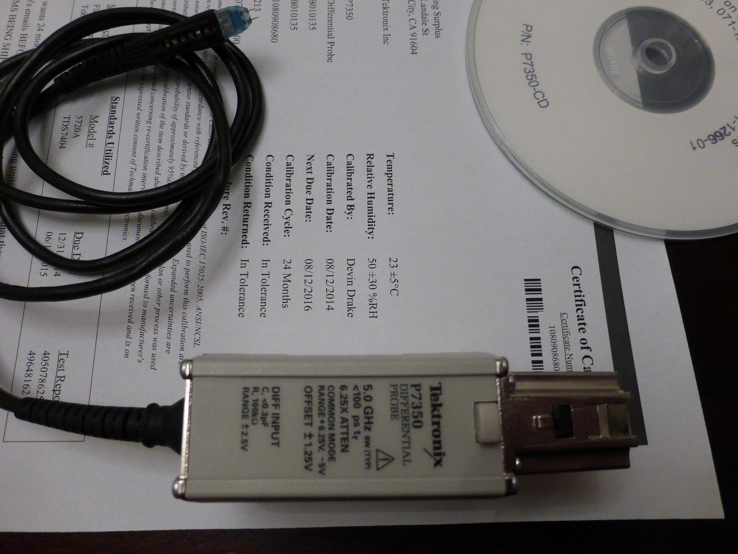 Tektronix P7350 5GHz Differential Oscilloscope Probe - CALIBRATED ...